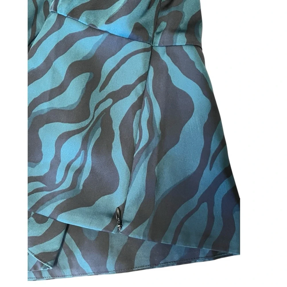 NWT J. Crew | Green Black Zebra Print Long Sleeve Button Front Side Zip Blouse 6